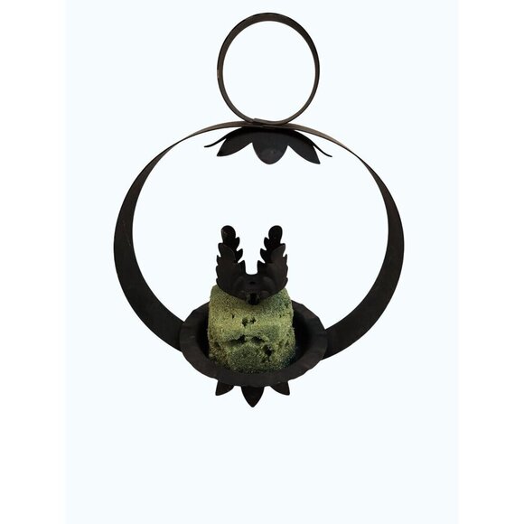 Decorative Black Metal Candle Holder With Floral Design For Home Décor Farmhouse - Picture 8 of 9